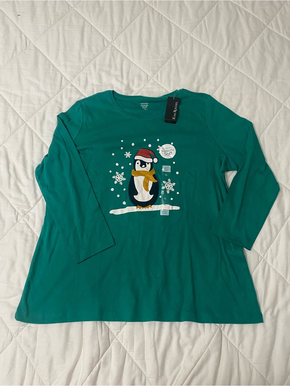 Kim Rogers Teal Green Perfectly Soft Tee XL